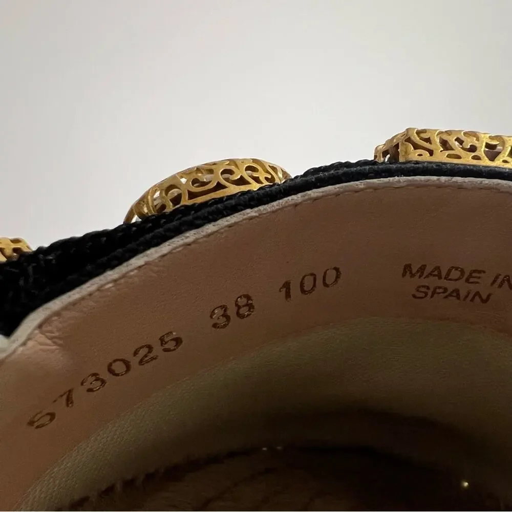 Gucci Pepita Crystal-embellished Espadrilles Black GG New NIB Size 38